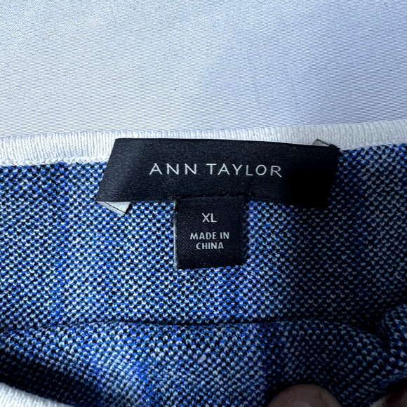 Ann Taylor Womens XL Blouse White Blue Green Stripe Off The Shoulder Boho Casual - Picture 5 of 11